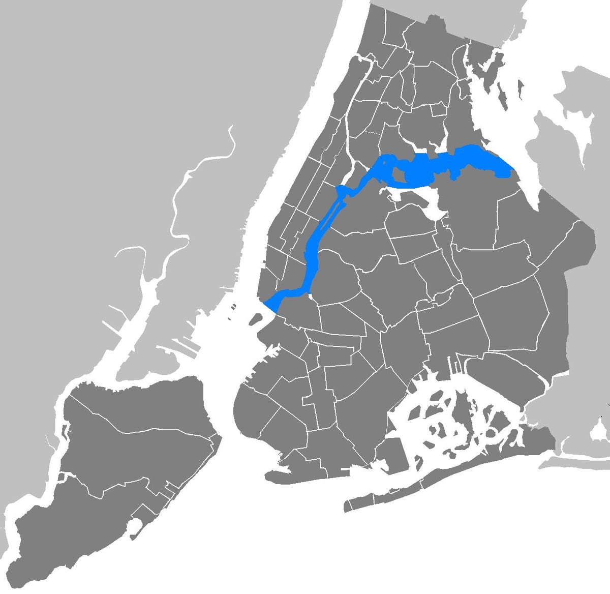 à l'est de la rivière NYC carte