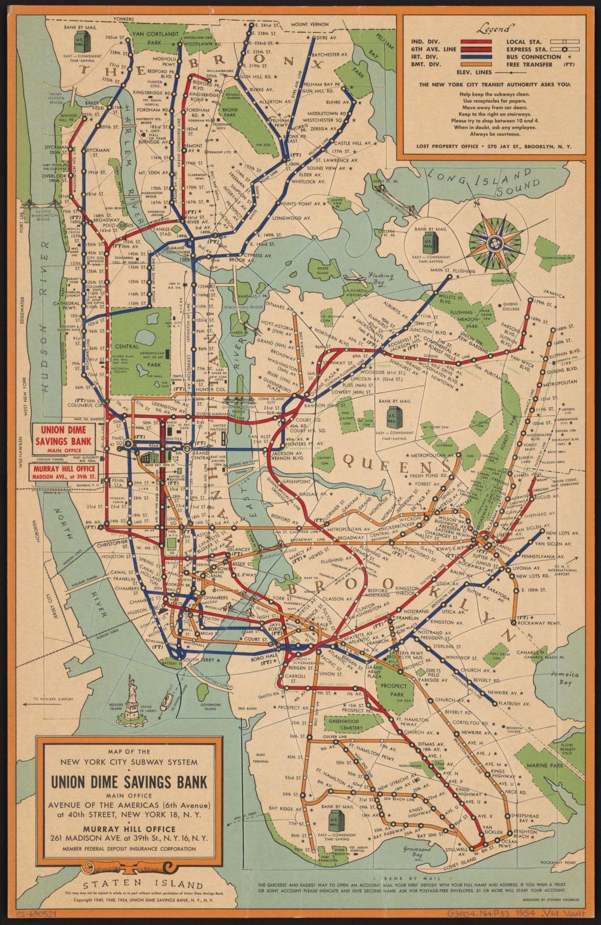 ancienne carte du métro de New York
