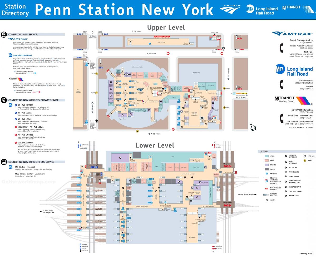 carte de Penn station NYC