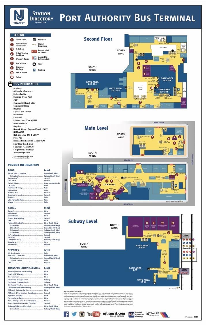 carte de l'administration portuaire de NYC