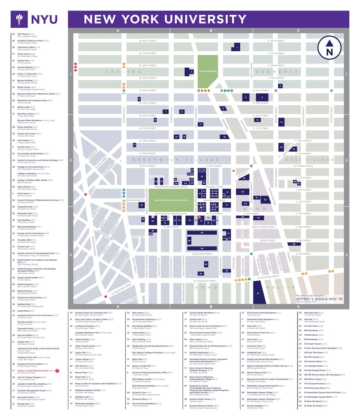 L'université de New York carte du campus