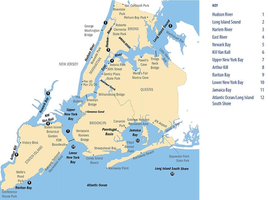 La Ville de New York de la rivière de la carte