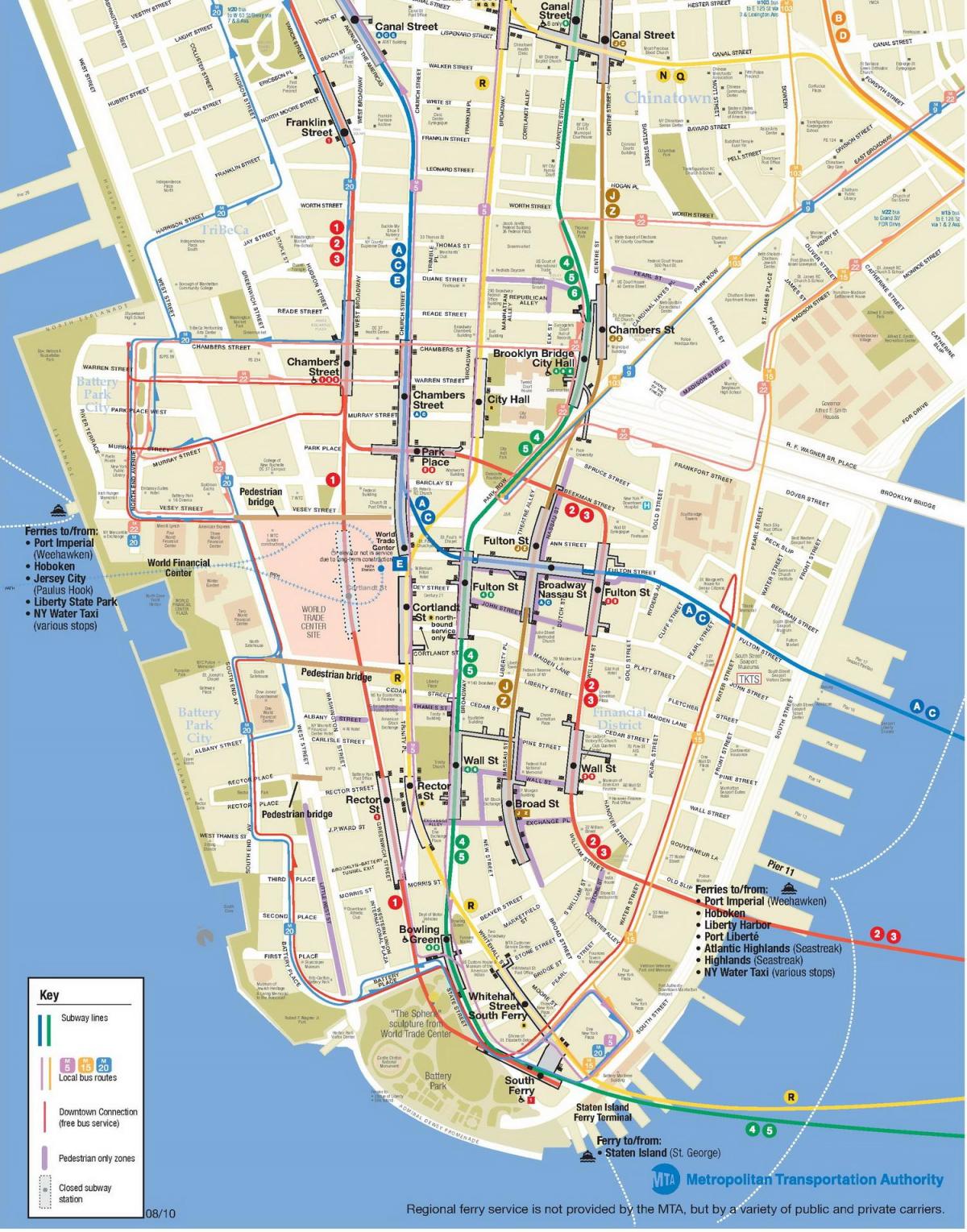 imprimable plan du centre ville de la Ville de New York