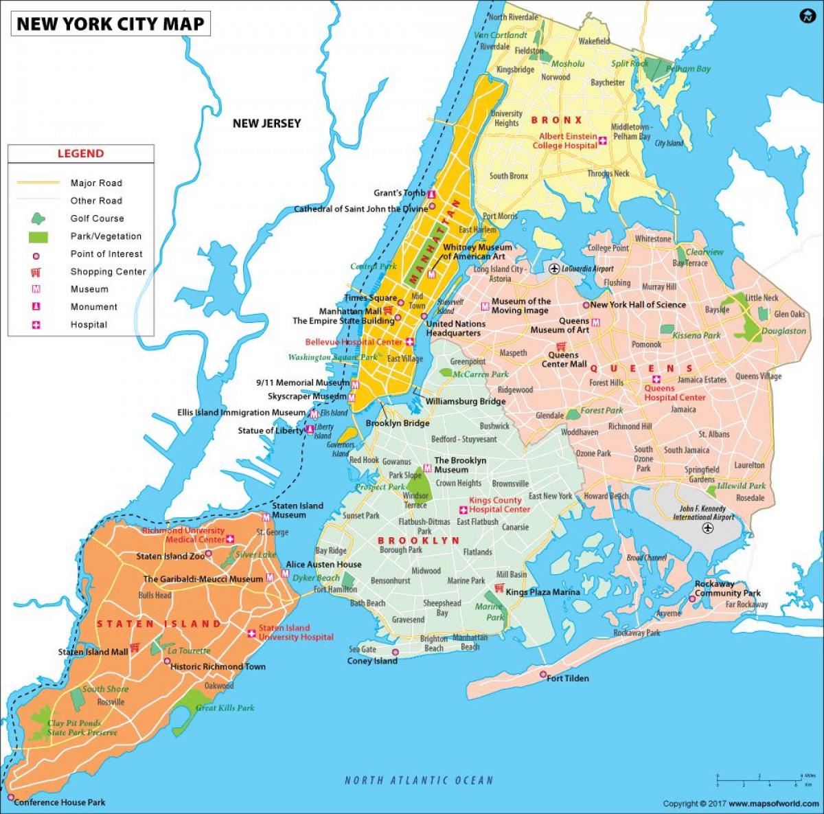 New York Arrondissements Carte 