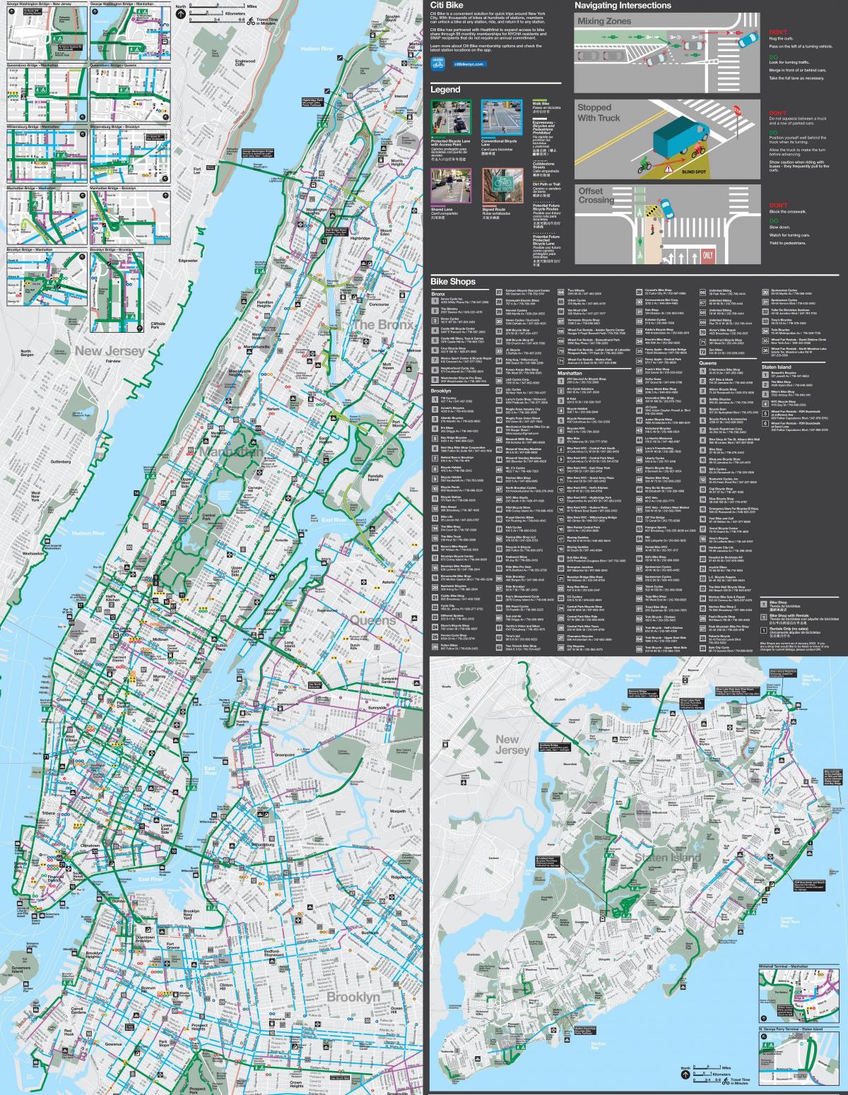NYC carte des pistes cyclables