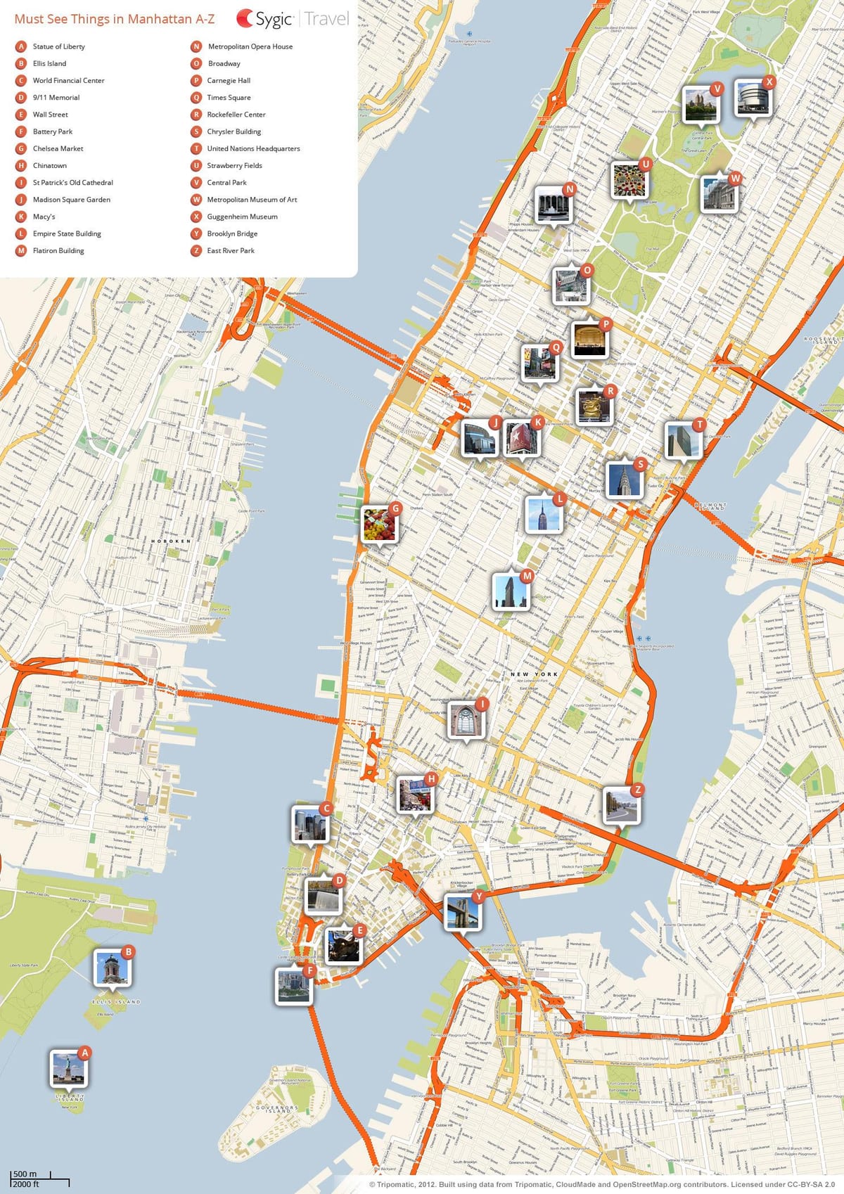NYC carte avec des points de repère
