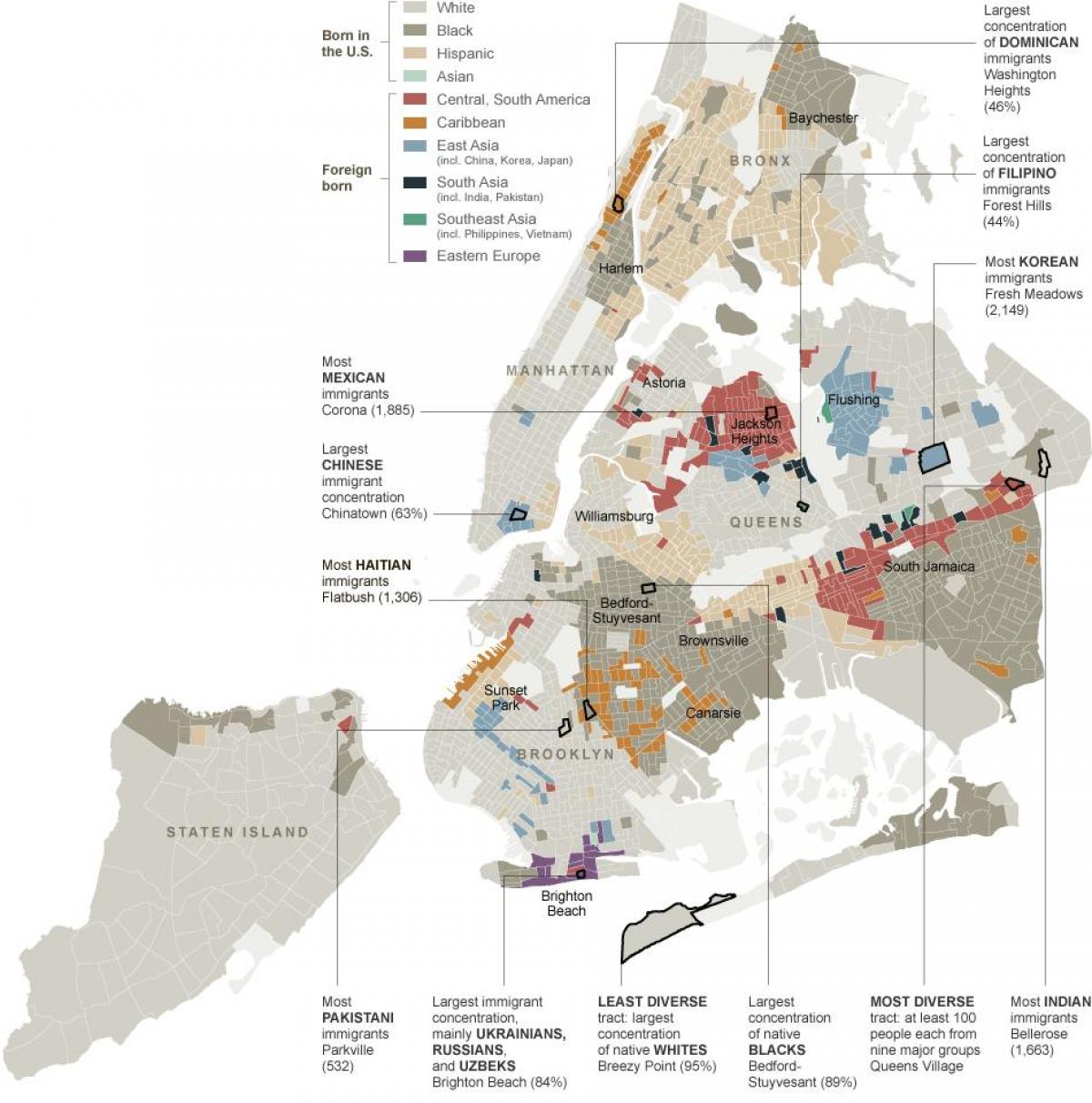 La Ville de New York de l'ethnicité carte