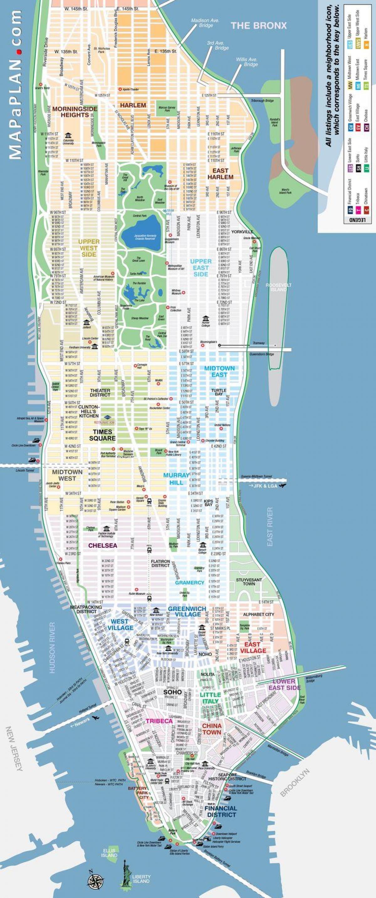 carte de NYC quartier avec des rues