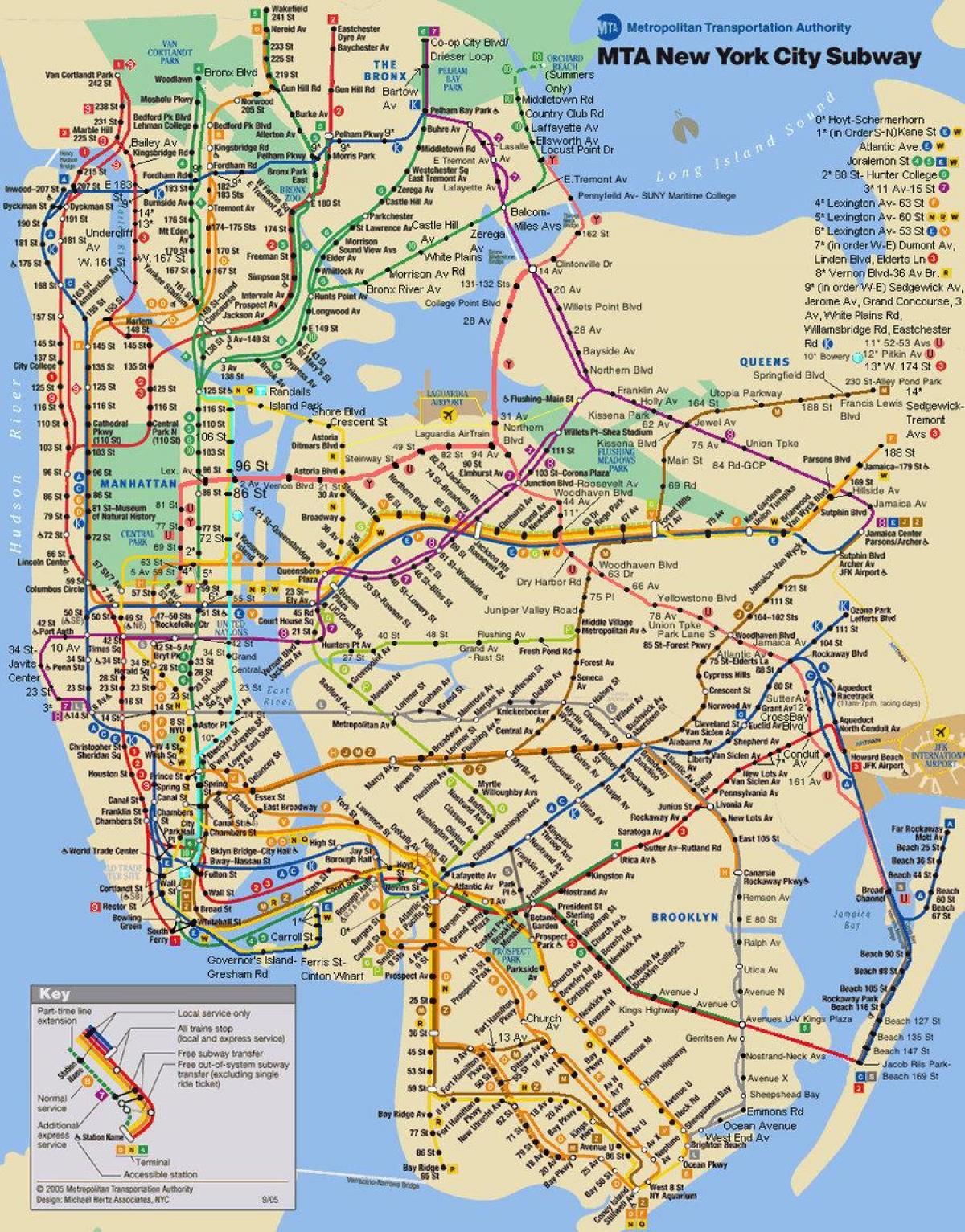 NYC transit carte MTA carte du réseau (New York etatsunis)