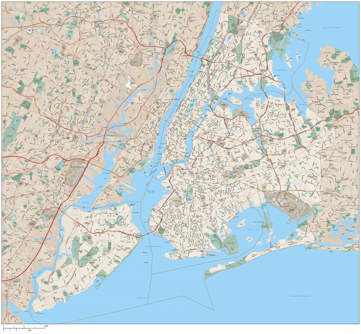carte détaillée de la Ville de New York