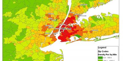 La Ville de New York carte de la population